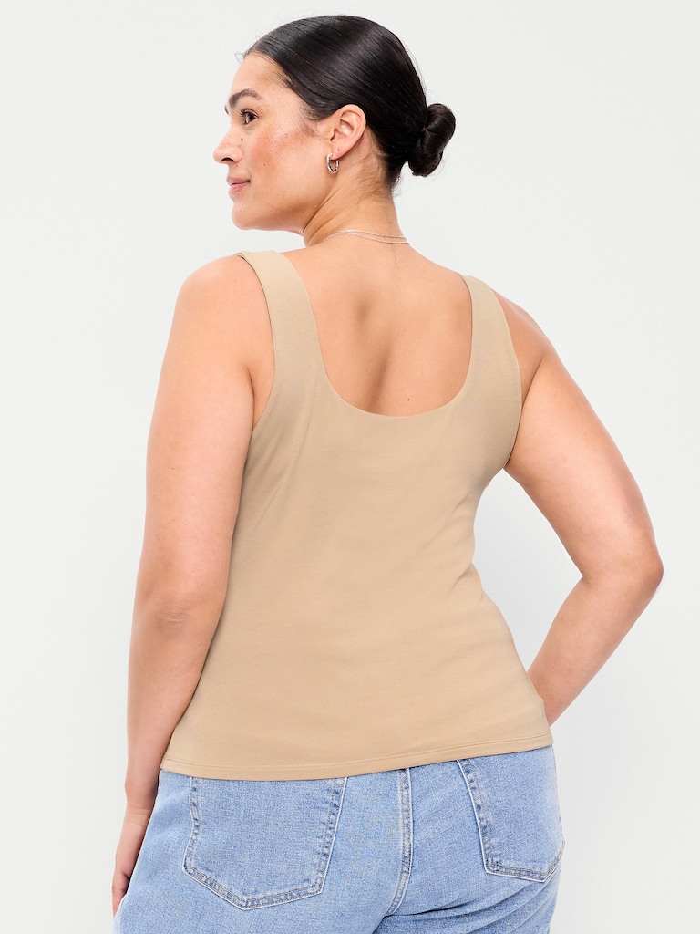 Hug Double-Layer Scoop-Neck Tank Top