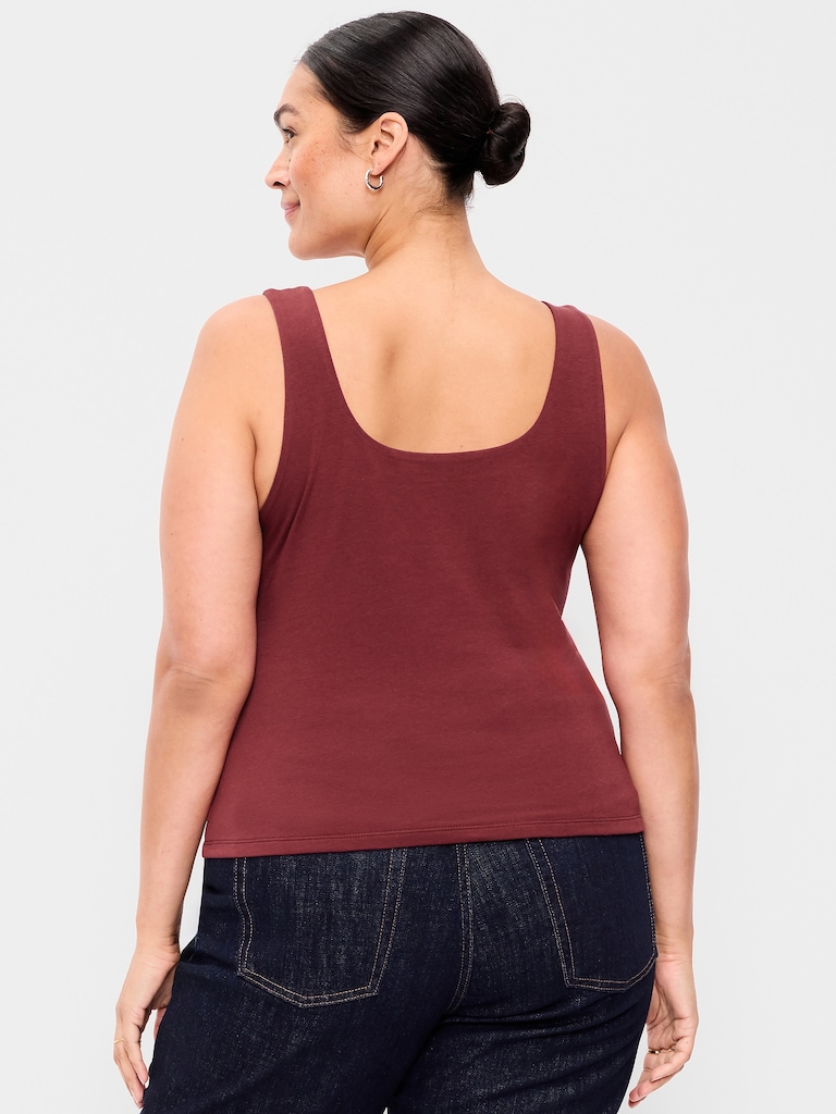 Hug Double-Layer Scoop-Neck Tank Top
