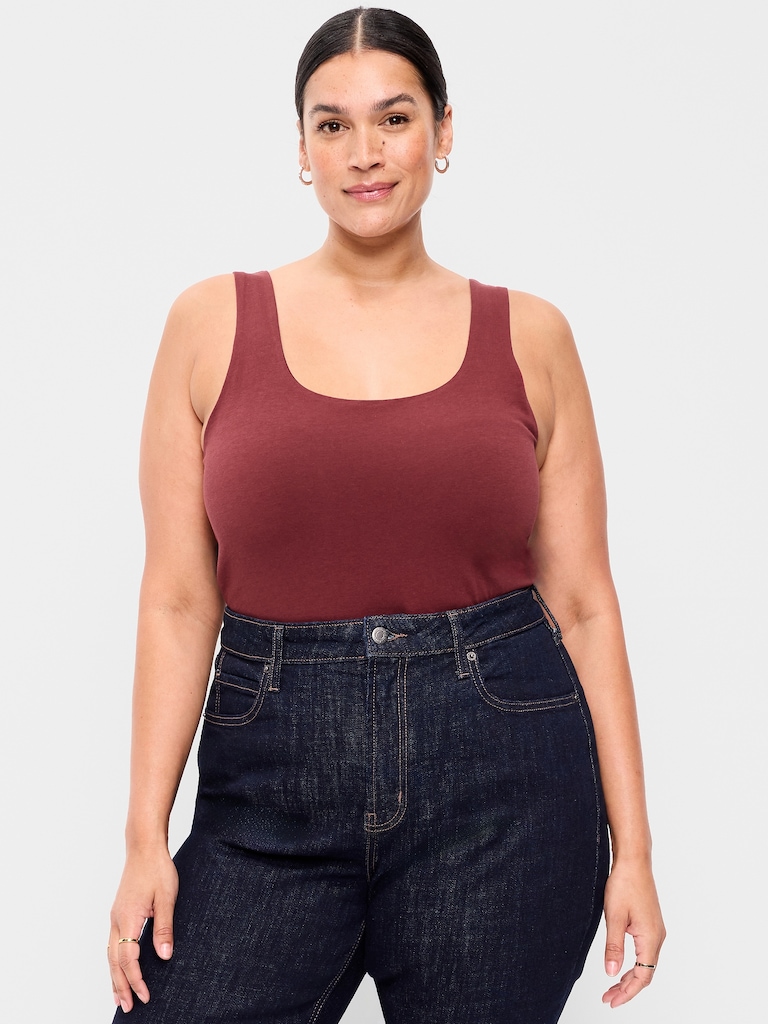 Hug Double-Layer Scoop-Neck Tank Top