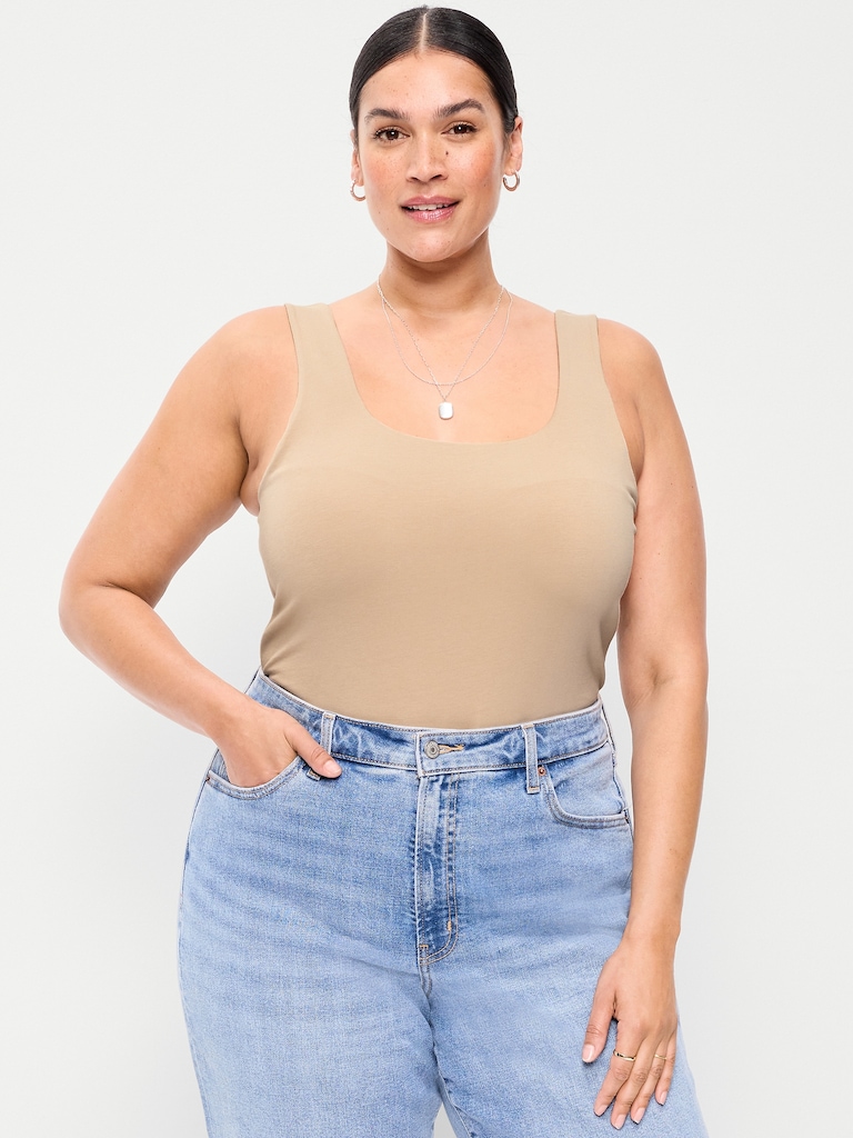 Hug Double-Layer Scoop-Neck Tank Top