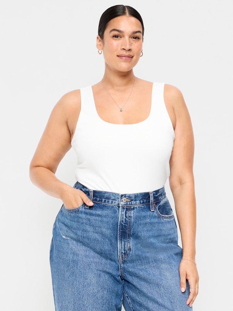 Hug Double-Layer Scoop-Neck Tank Top