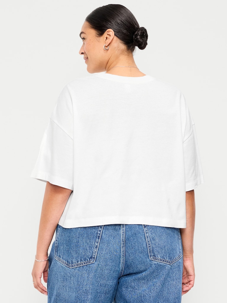 Vintage Crew-Neck Oversized Crop T-Shirt