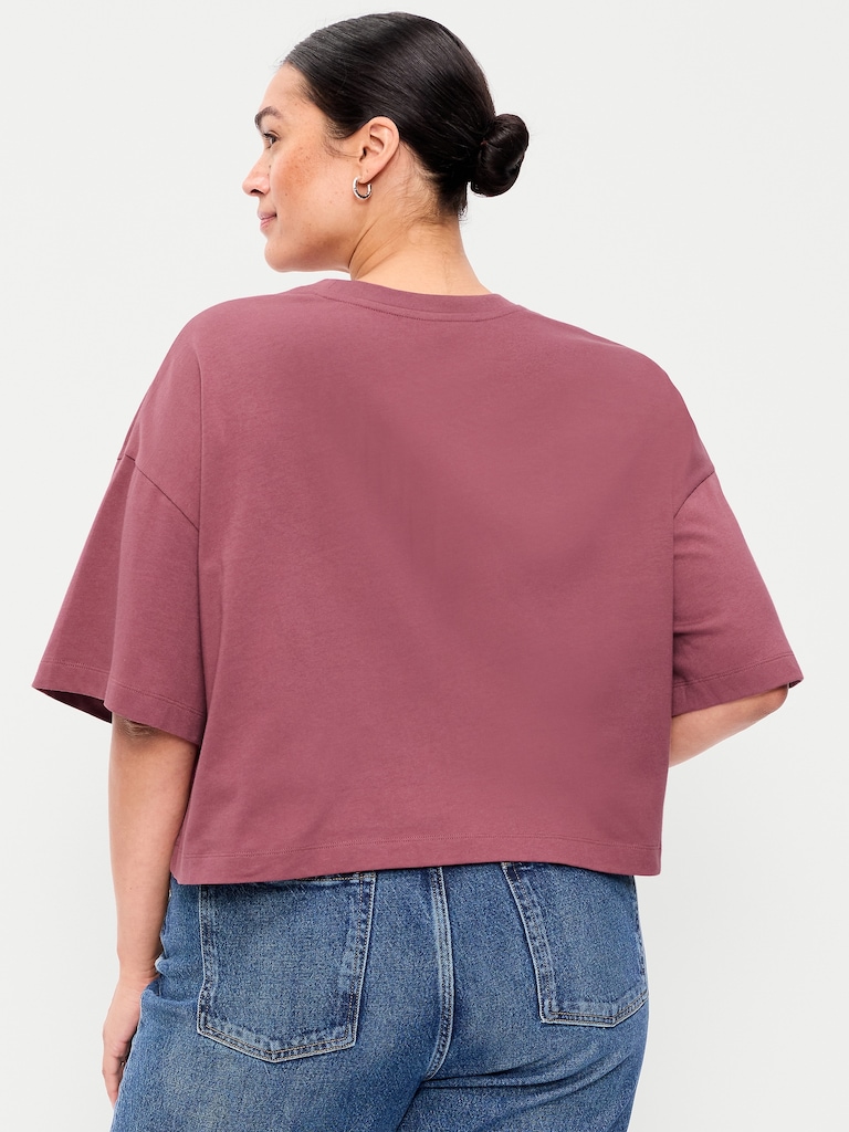 Vintage Crew-Neck Oversized Crop T-Shirt