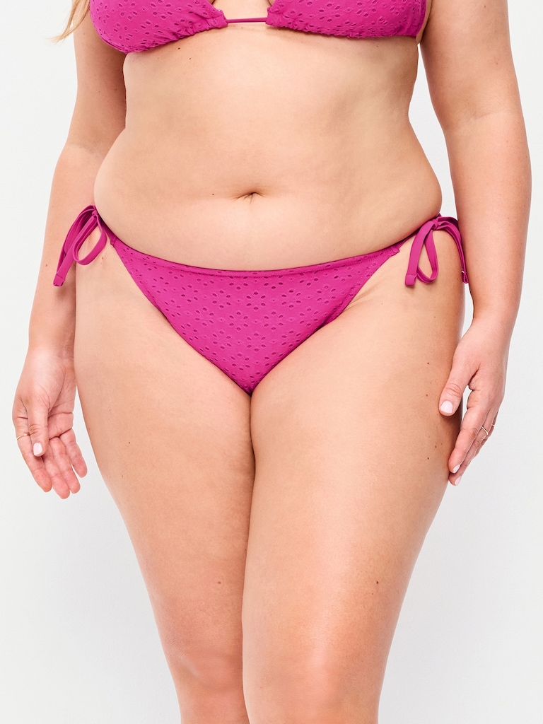Eyelet String Bikini Swim Bottoms