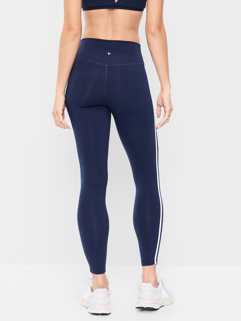 High-Waisted PowerChill Side-Striped 7/8 Cotton Leggings