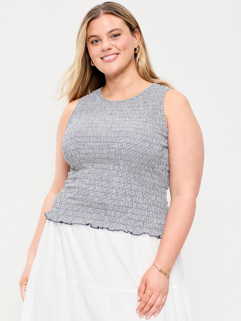 Sleeveless Smocked Tank Top