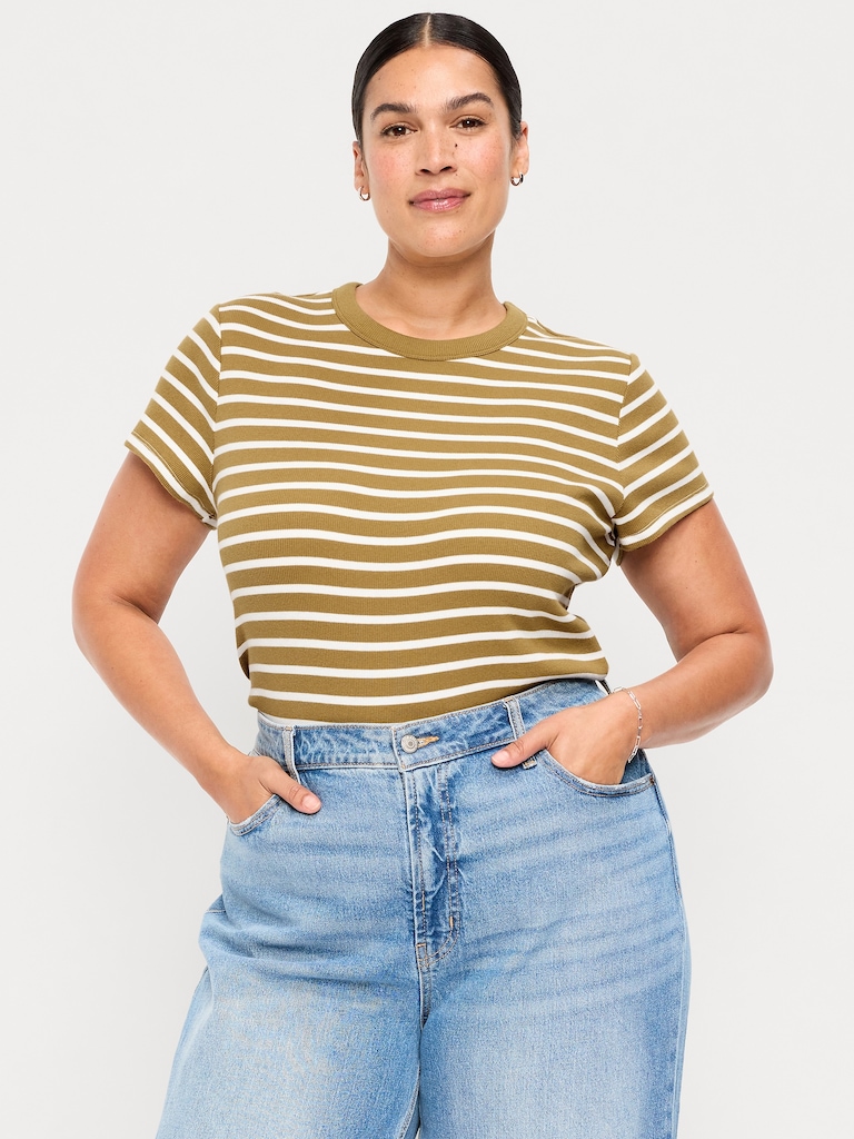 Snug Crew-Neck Ribbed T-Shirt