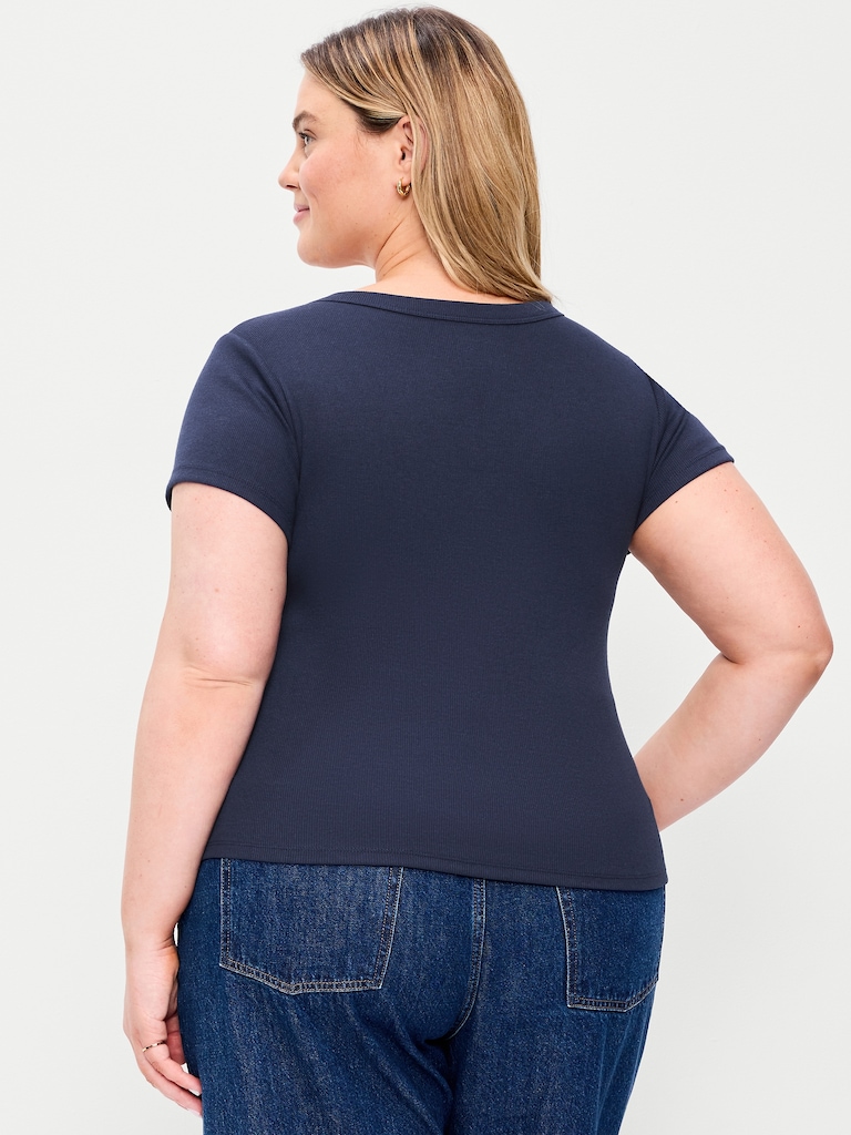 Snug V-Neck Crop T-Shirt