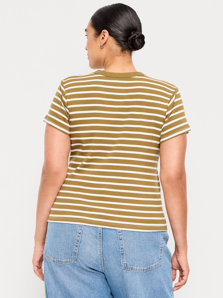 Snug Crew-Neck Ribbed T-Shirt