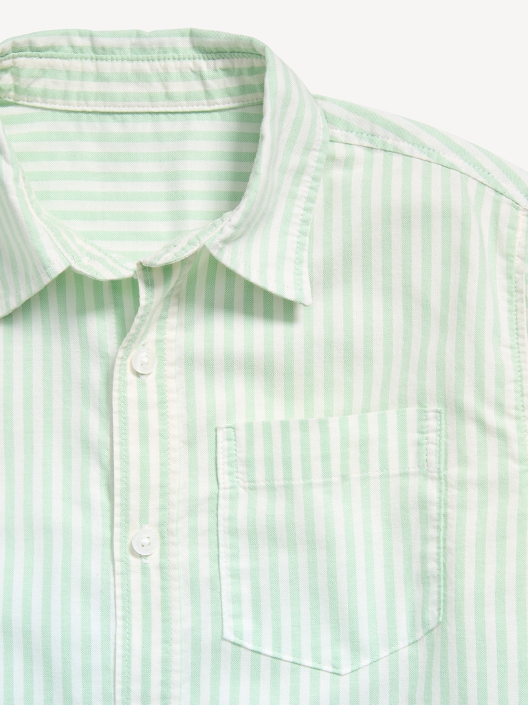 Short-Sleeve Striped Pocket Oxford Shirt for Boys