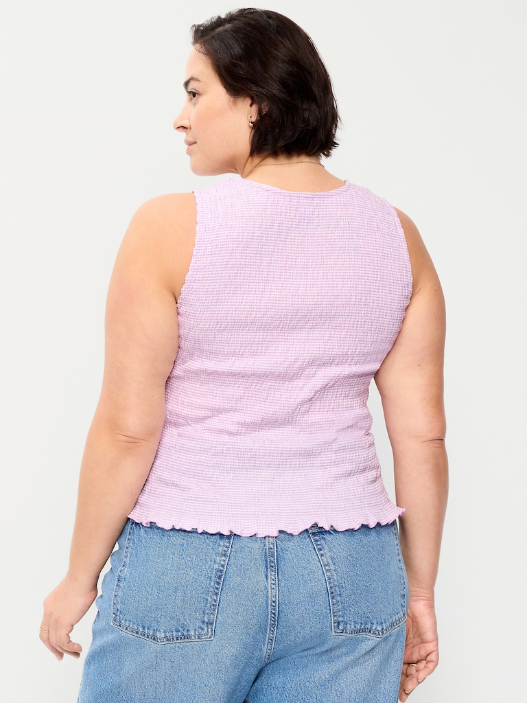 Sleeveless Smocked Tank Top