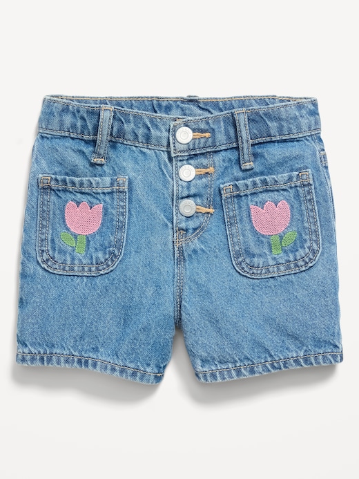 High High-Waisted Embroidered Mariner Jean Shorts for Toddler Girls on clearance at Old Navy — 50% off