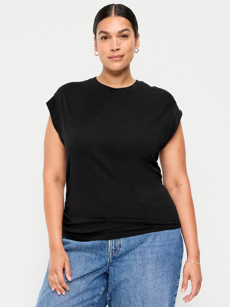 Cap-Sleeve Side-Cinch Top