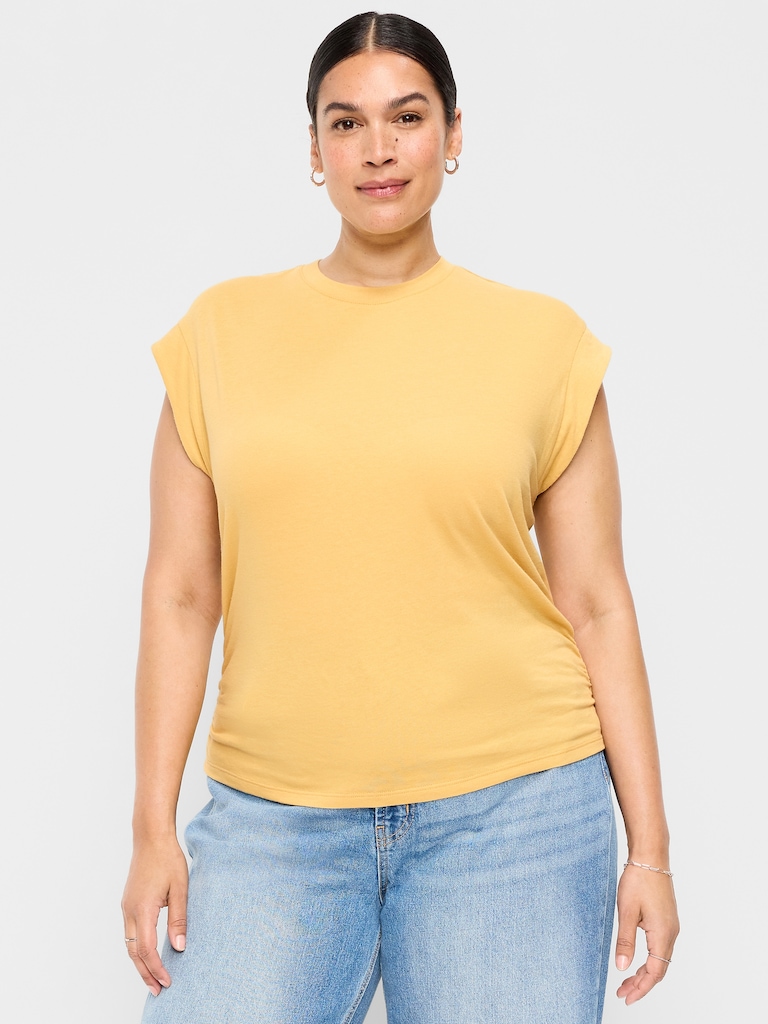 Cap-Sleeve Side-Cinch Top