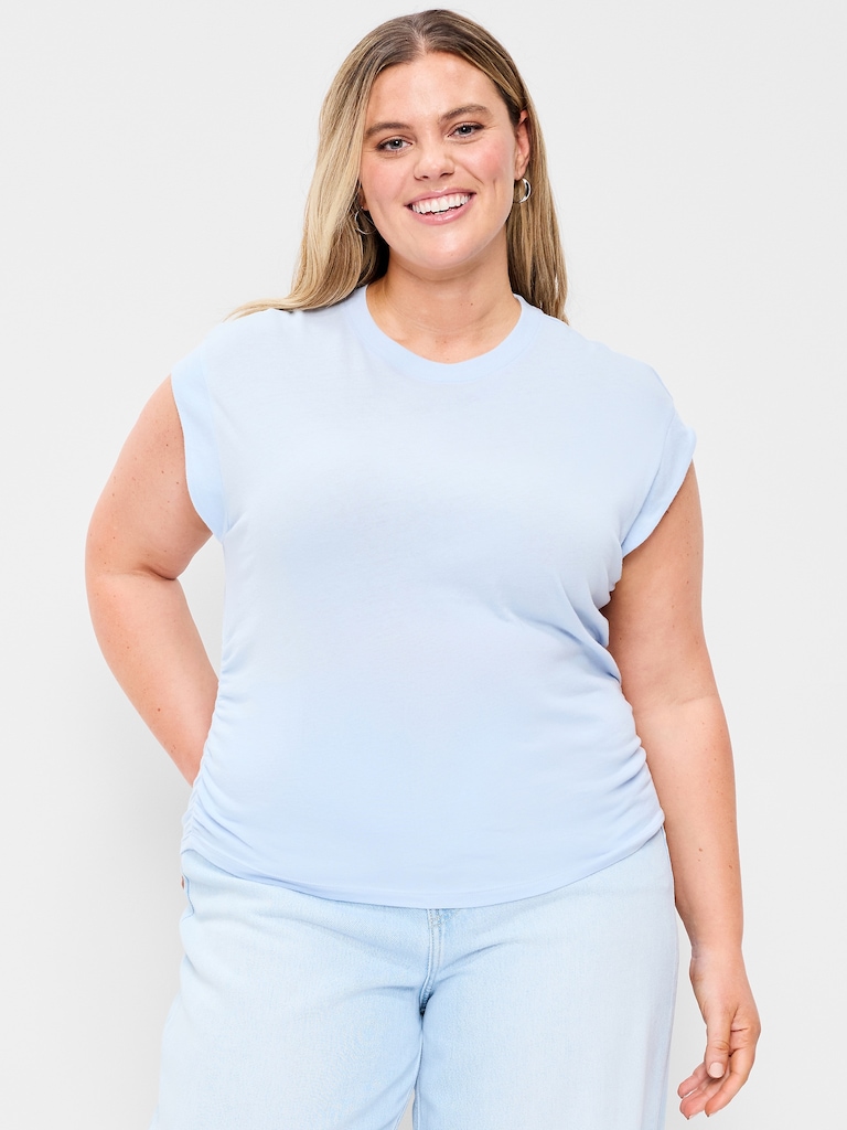 Cap-Sleeve Side-Cinch Top