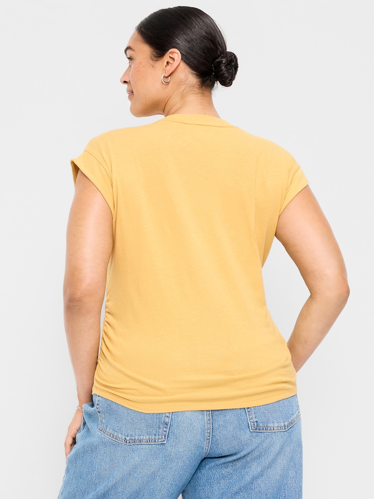 Cap-Sleeve Side-Cinch Top