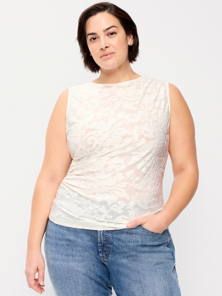Jacquard Side-Drape Top