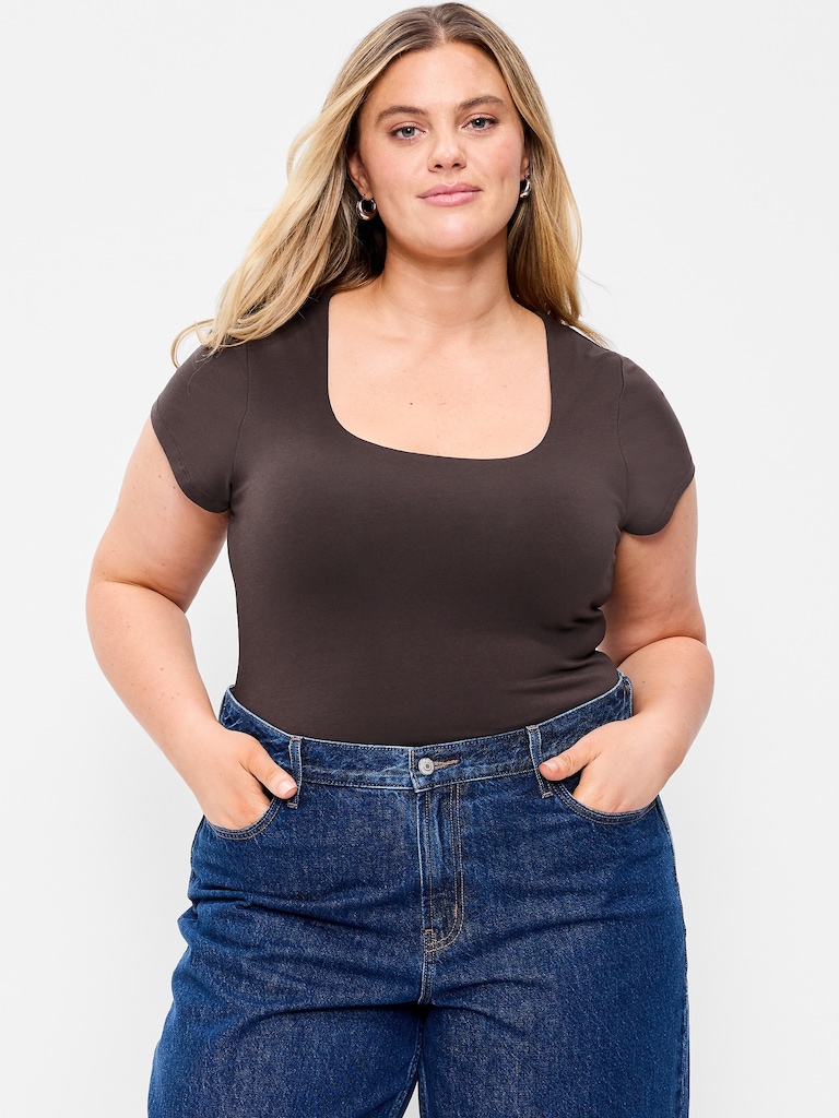 Hug Double-Layer Scoop-Neck Top