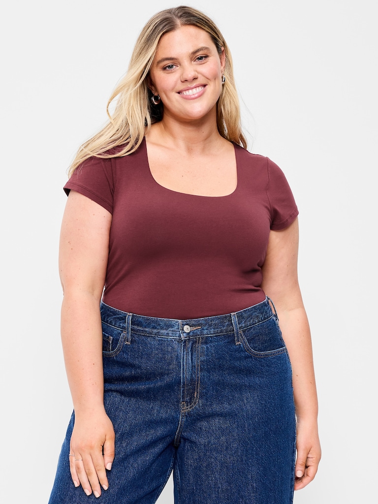 Hug Double-Layer Scoop-Neck Top