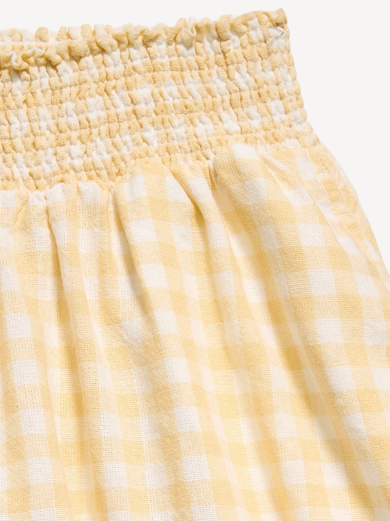 Printed Smocked-Waist Linen-Blend Shorts for Girls