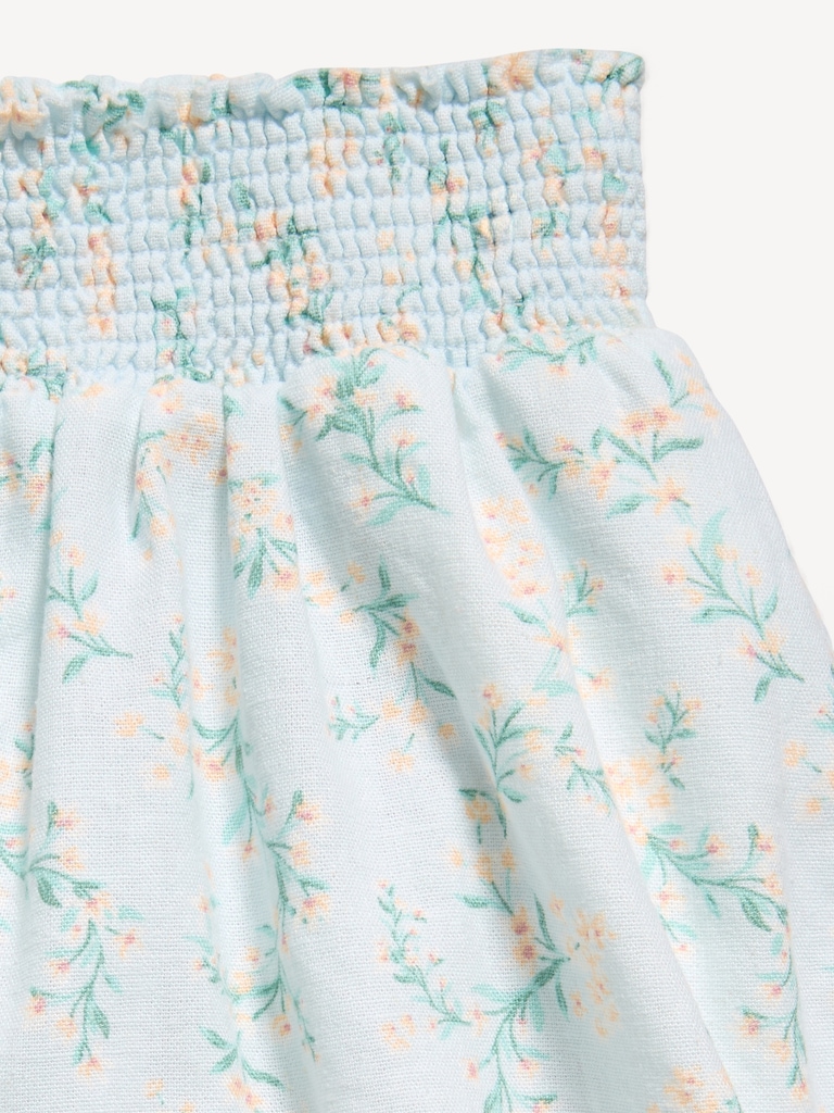 Printed Smocked-Waist Linen-Blend Shorts for Girls