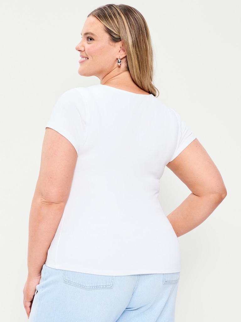 Hug Double-Layer Scoop-Neck Top