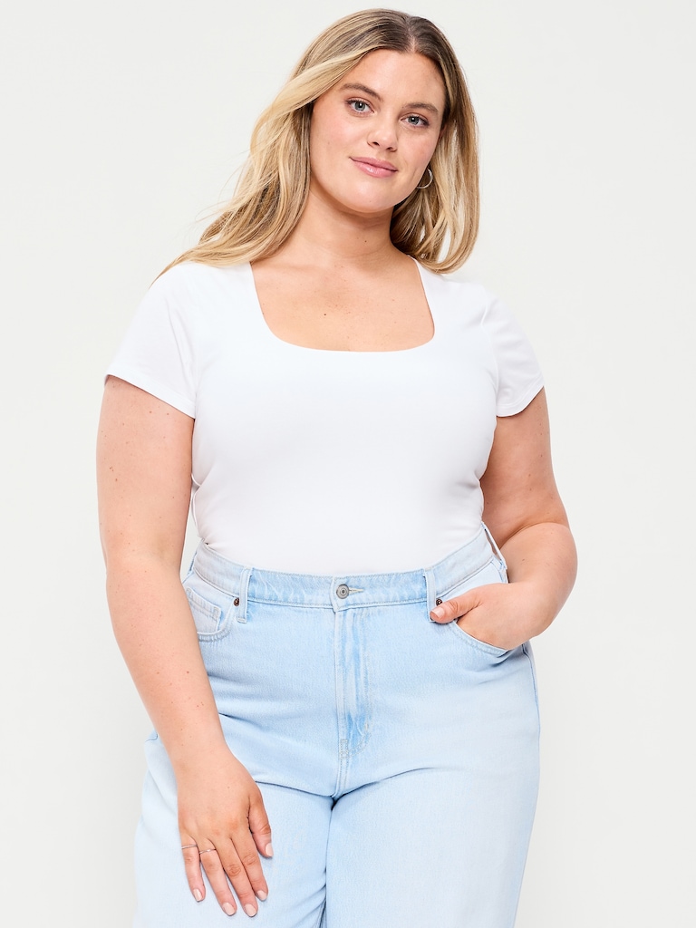 Hug Double-Layer Scoop-Neck Top