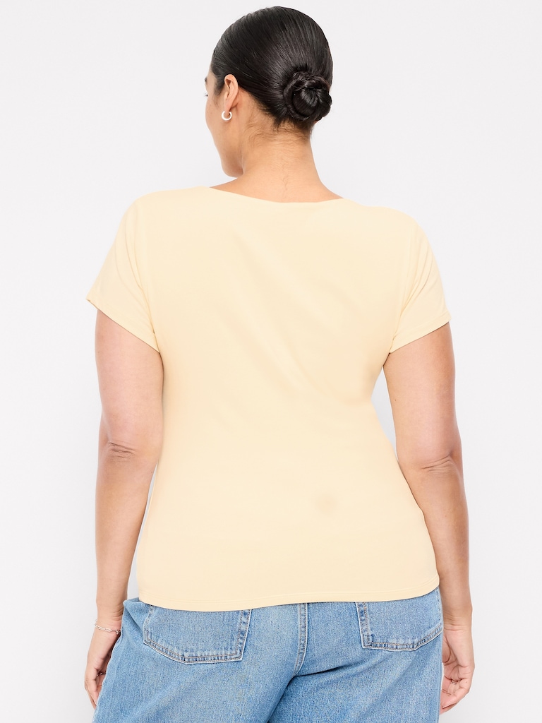 Hug Double-Layer Scoop-Neck Top