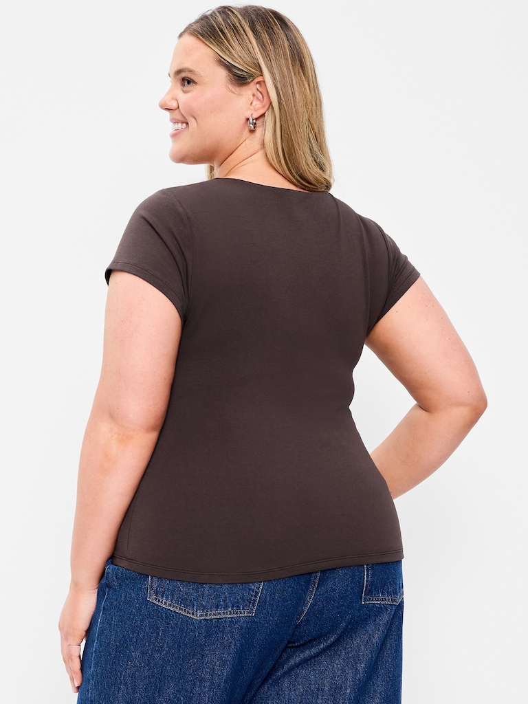 Hug Double-Layer Scoop-Neck Top