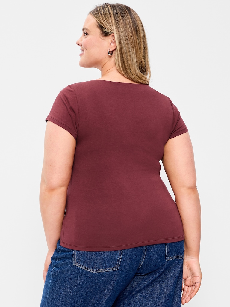 Hug Double-Layer Scoop-Neck Top