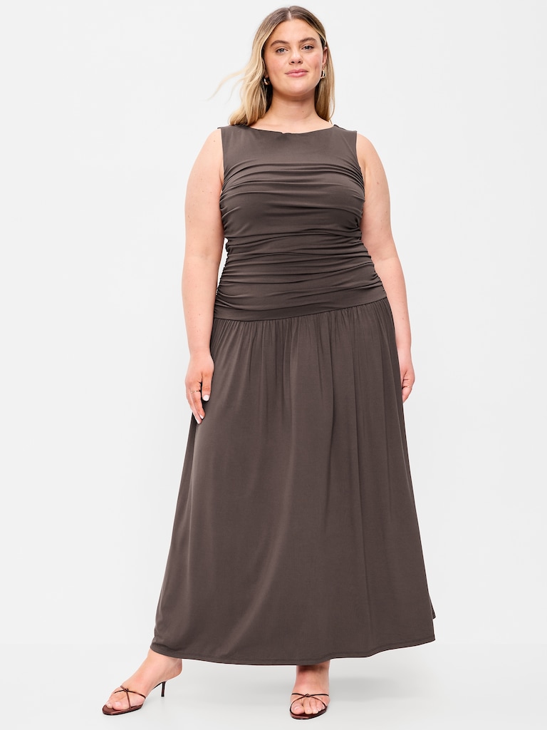 Fit & Flare Drop-Waist Maxi Dress