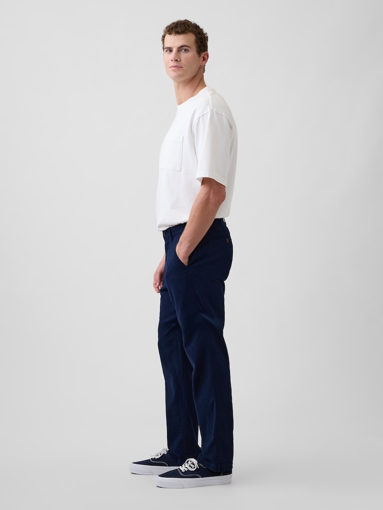 Straight Linen-Blend Pants