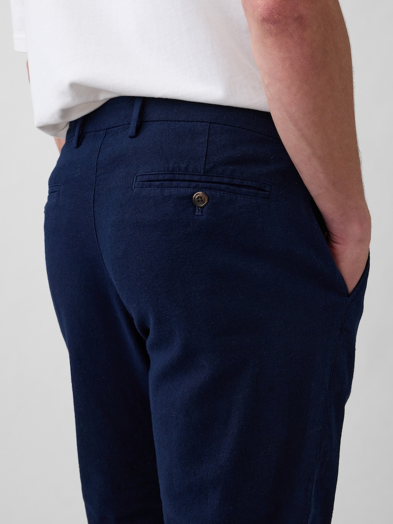 Straight Linen-Blend Pants