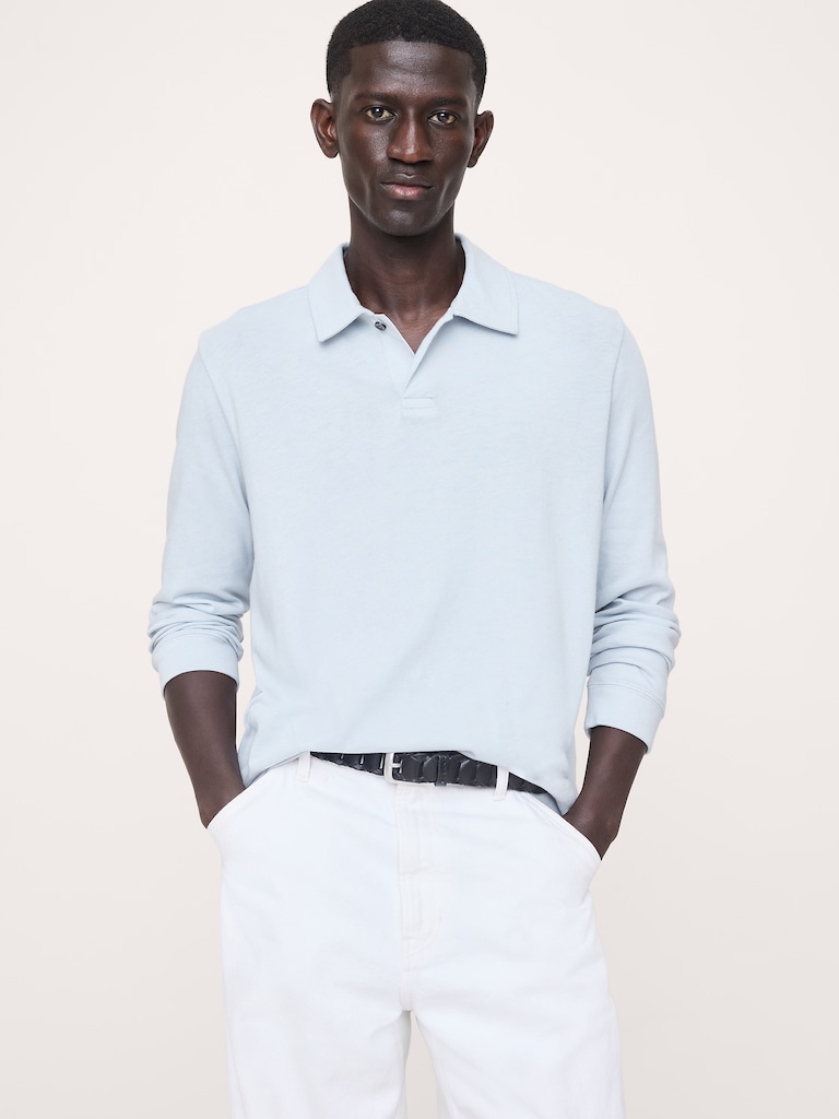 Cotton Jersey Long-Sleeve Polo
