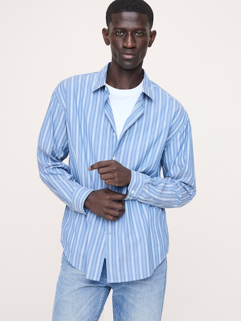 banana republic blue dress shirt Banana Republic Shirt Mens Large Blue Denim Jean Pocket 90s Y2K USA VT  EH  Treasures