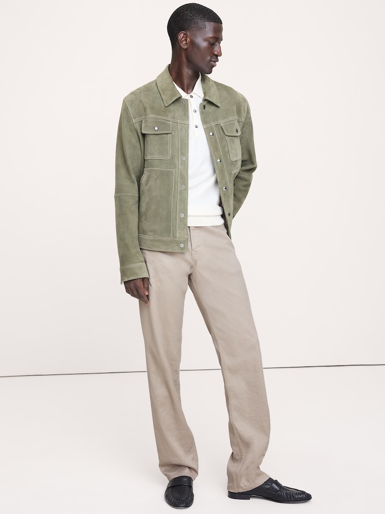 Straight Linen-Cotton Traveler Pant