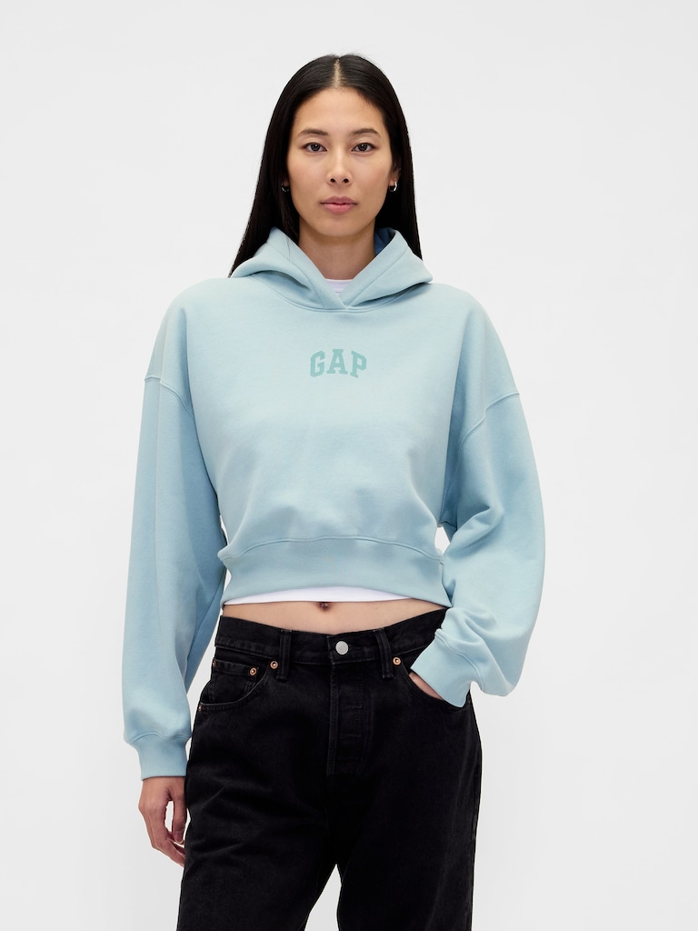 VintageSoft Crop Logo Hoodie