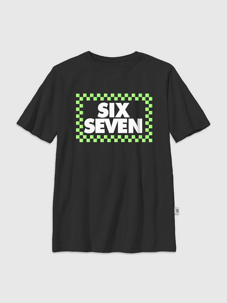 Kids Six Seven Checkered Graphic T-Shirt