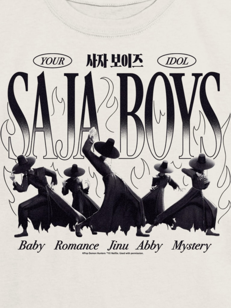 Kids K-Pop Demon Hunters Saja Boys Silhouette Graphic T-Shirt