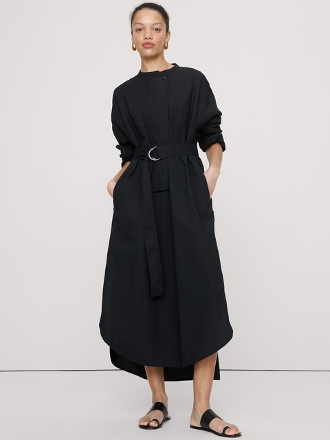 chinese dress ladies Button Up Maxi Dress | Black | Long Sleeve | Sustainable Clothing main image 1