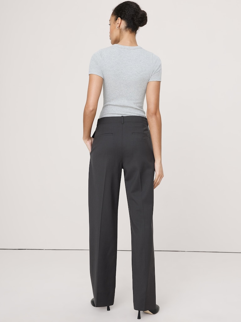 High-Rise Modern Straight Italian Wool Pant