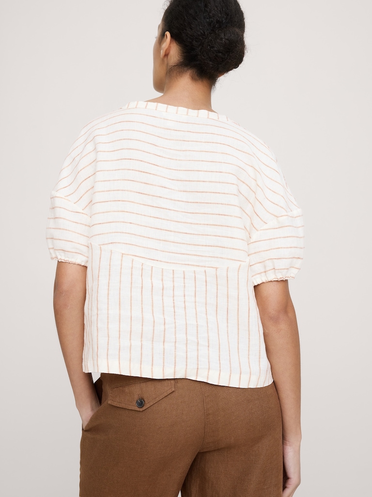 Linen Tie-Front V-Neck Top