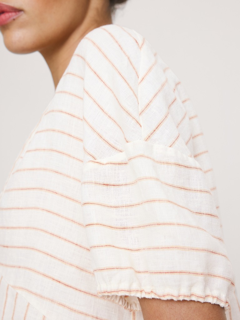 Linen Tie-Front V-Neck Top