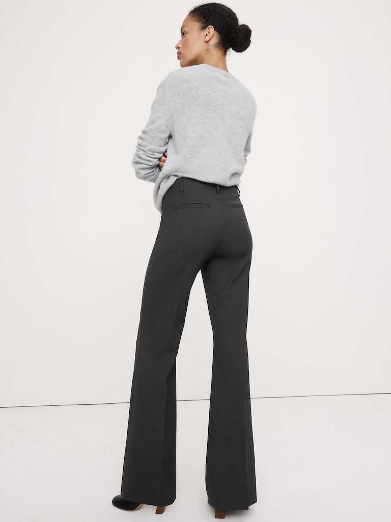 High-Rise Flare Italian Lightweight Wool Pant