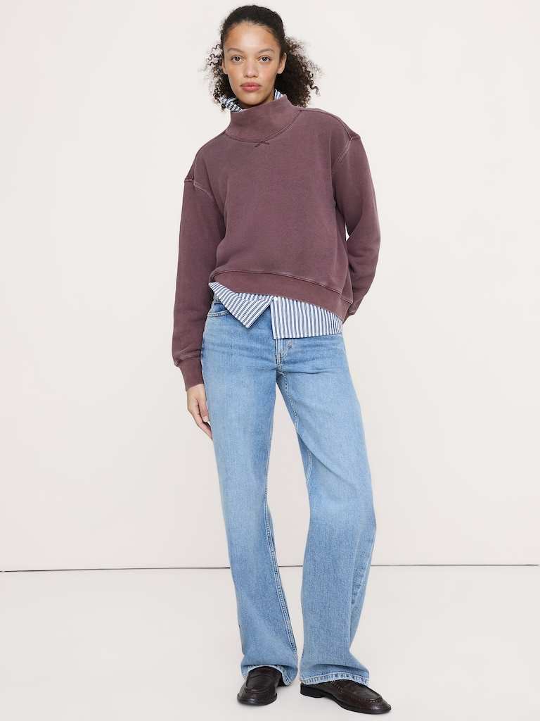 French Terry Mock-Neck Sweatshirt