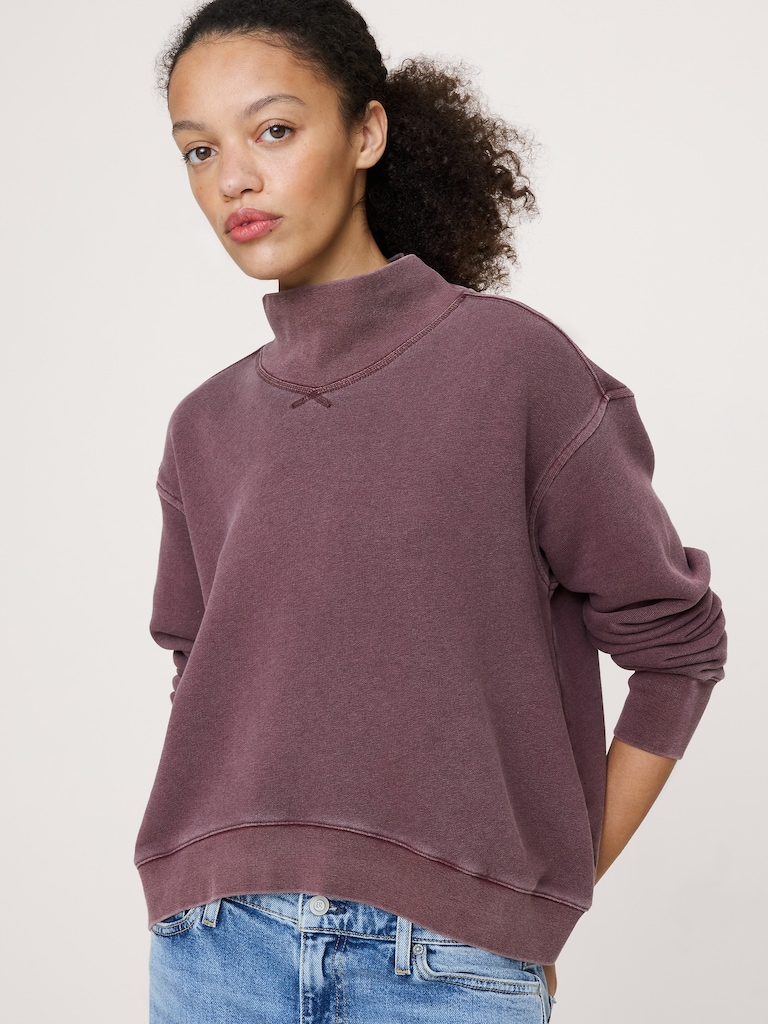 French Terry Mock-Neck Sweatshirt
