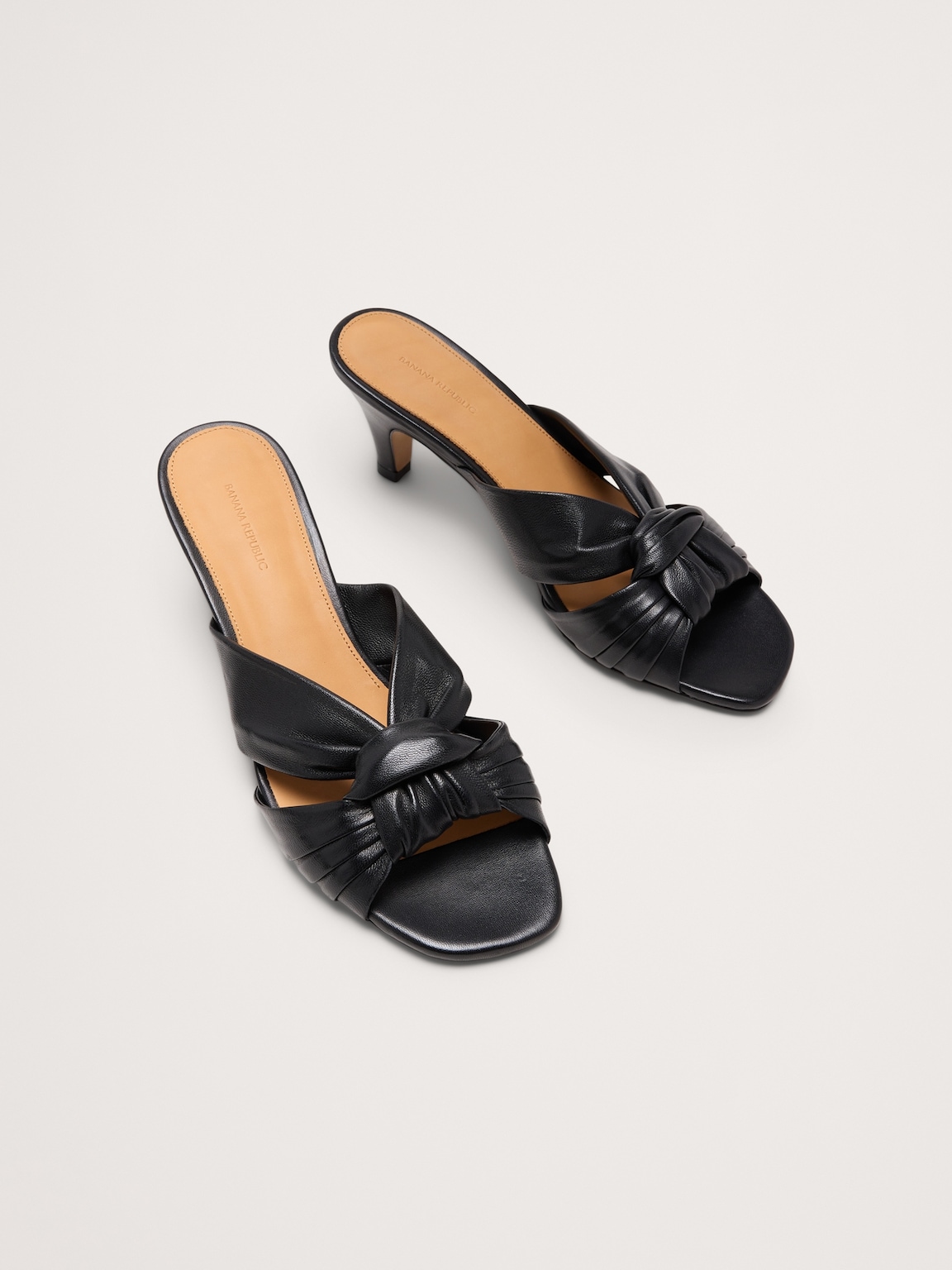 Italian Leather Soft-Knot Heeled Sandal