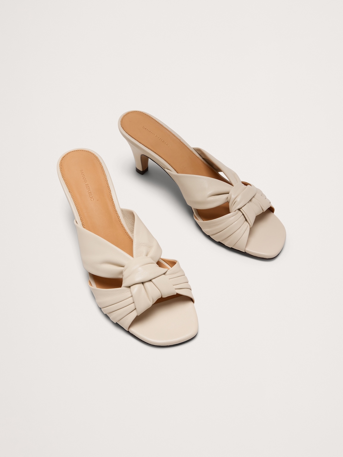 Italian Leather Soft-Knot Heeled Sandal