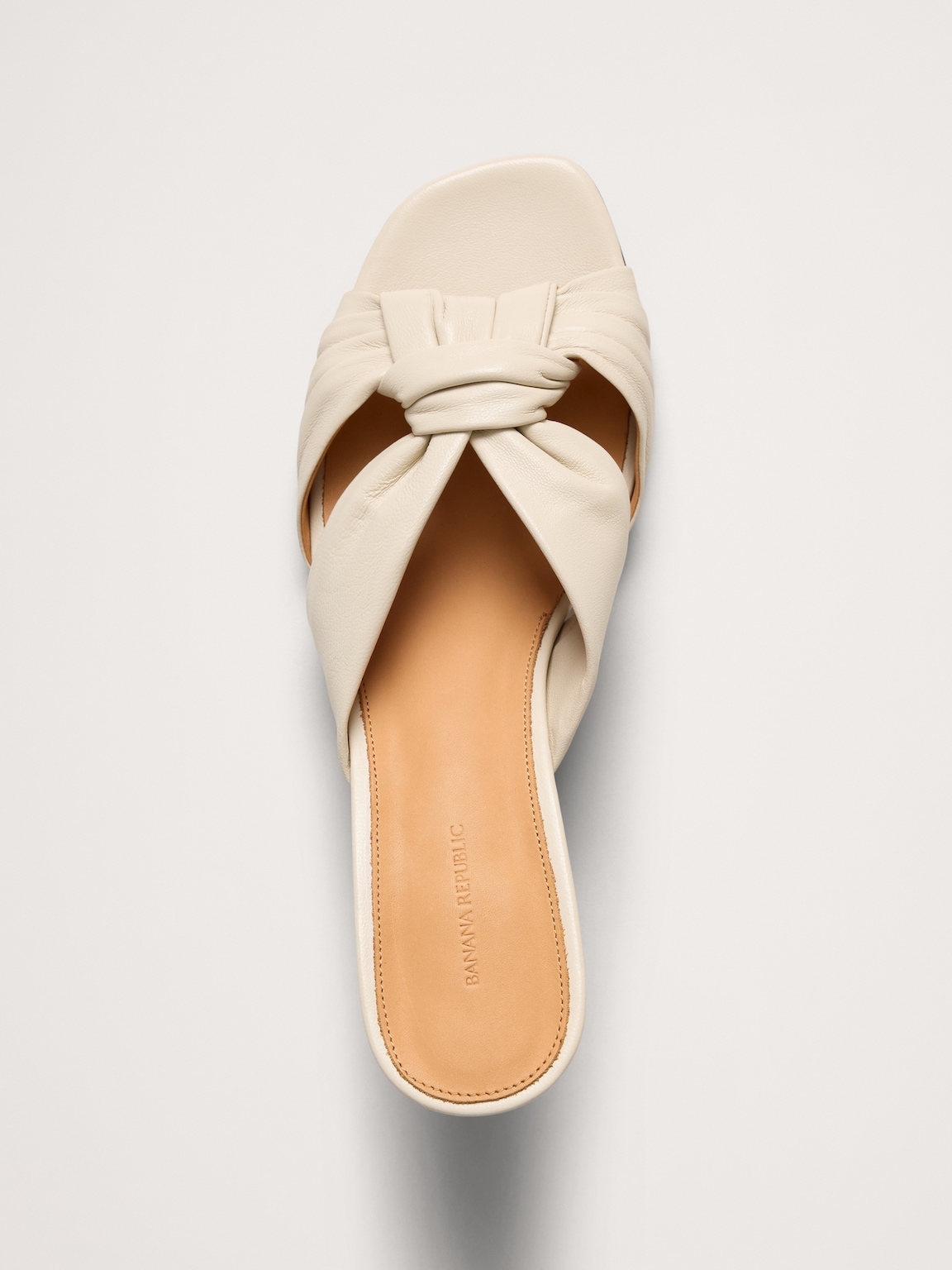Italian Leather Soft-Knot Heeled Sandal