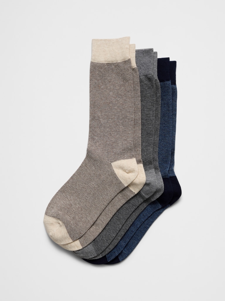 Pique Solid Trouser Socks (3 Pack)